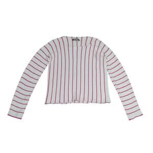 Weekend Max Mara Knit Vertical Striped Sweater Pink White Womens Medium Shirt